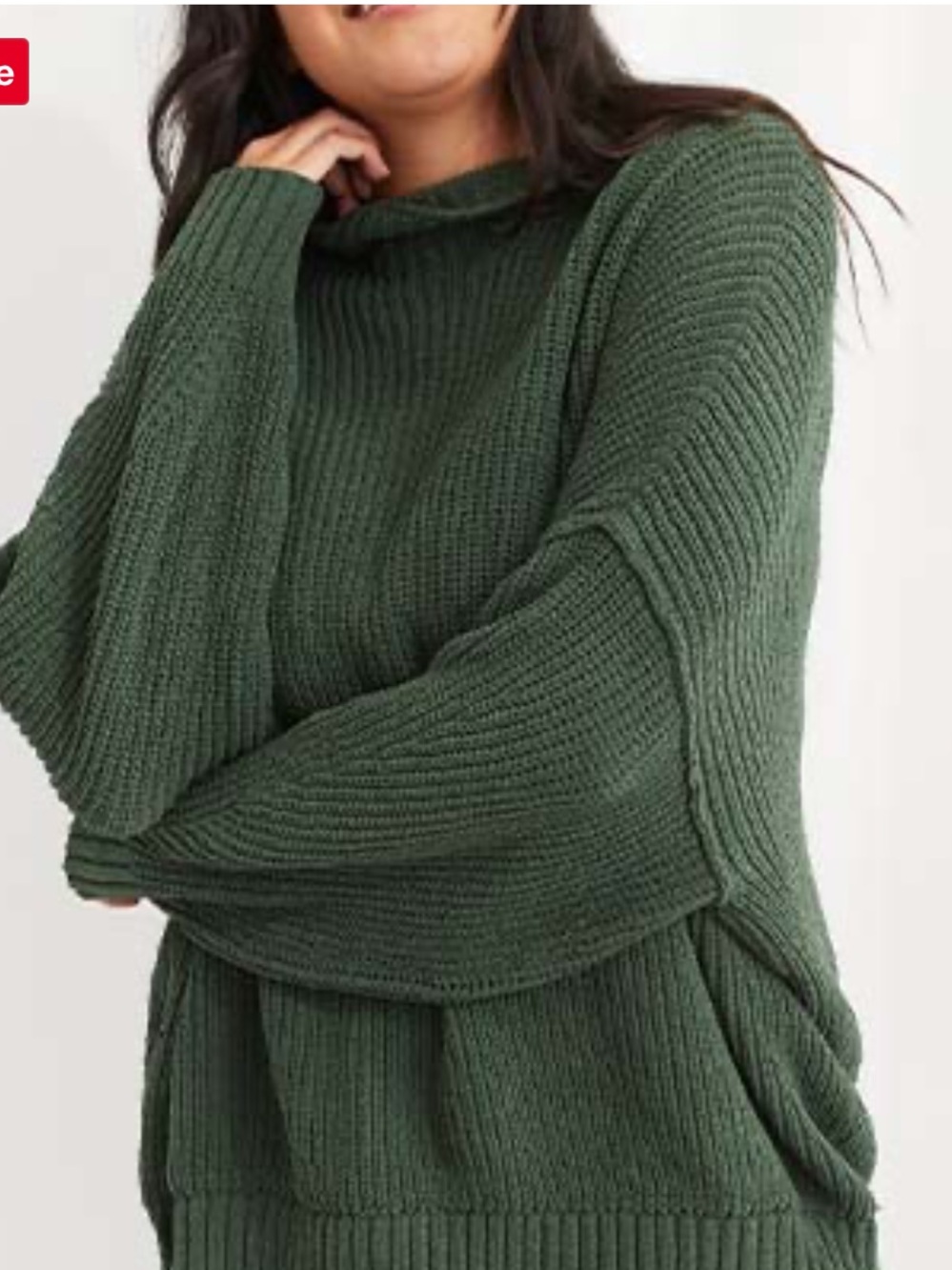 Aerie Chenille Feels Sweater Mock Neck Oversized Medium Cozy Warm Ribbed